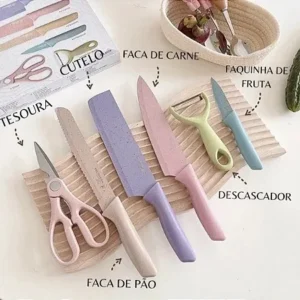 Conjunto de 6 Facas Profissionais Coloridas