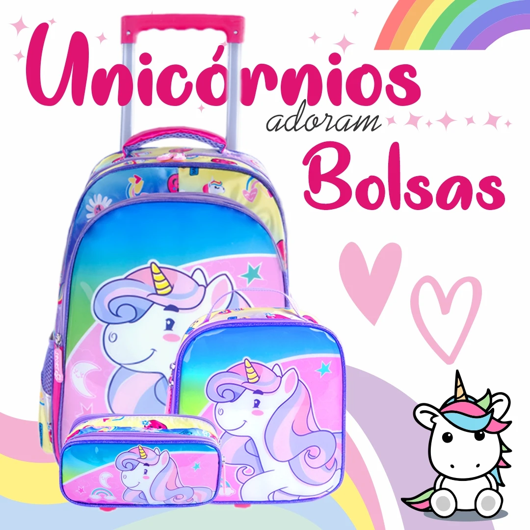 Mochila Escolar Infantil com Bolsa Térmica e Estojo
