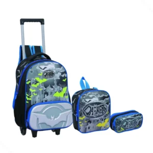 Kit Mochila Escolar Infantil com Rodinhas