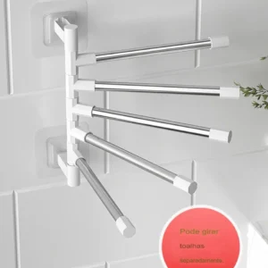 Bath Towel Rack, Aluminum Rotary Towel Rack with 5 Bars for Kitchen and Bathroom Use-Immediate Shipping