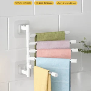 Bath Towel Rack, Aluminum Rotary Towel Rack with 5 Bars for Kitchen and Bathroom Use-Immediate Shipping