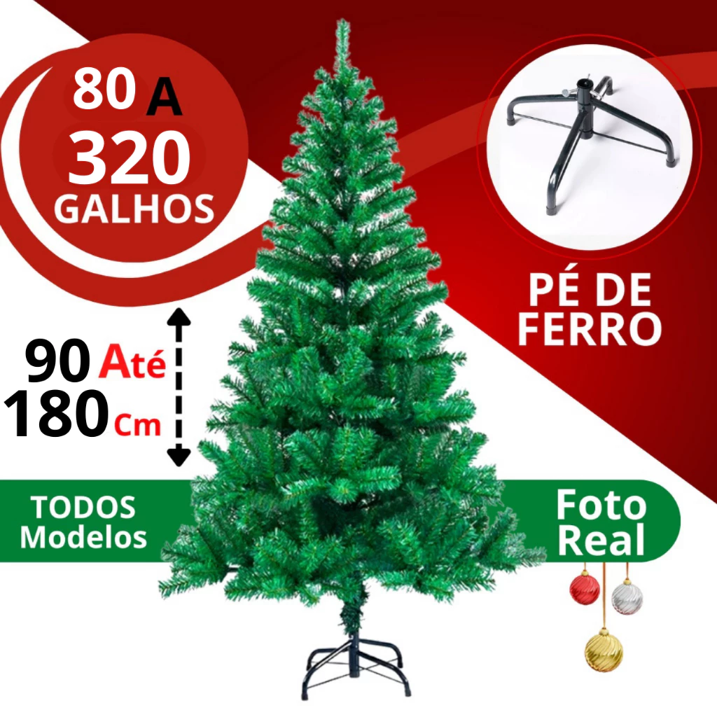 Árvore de Natal Pinheiro Tradicional 90cm a 180cm